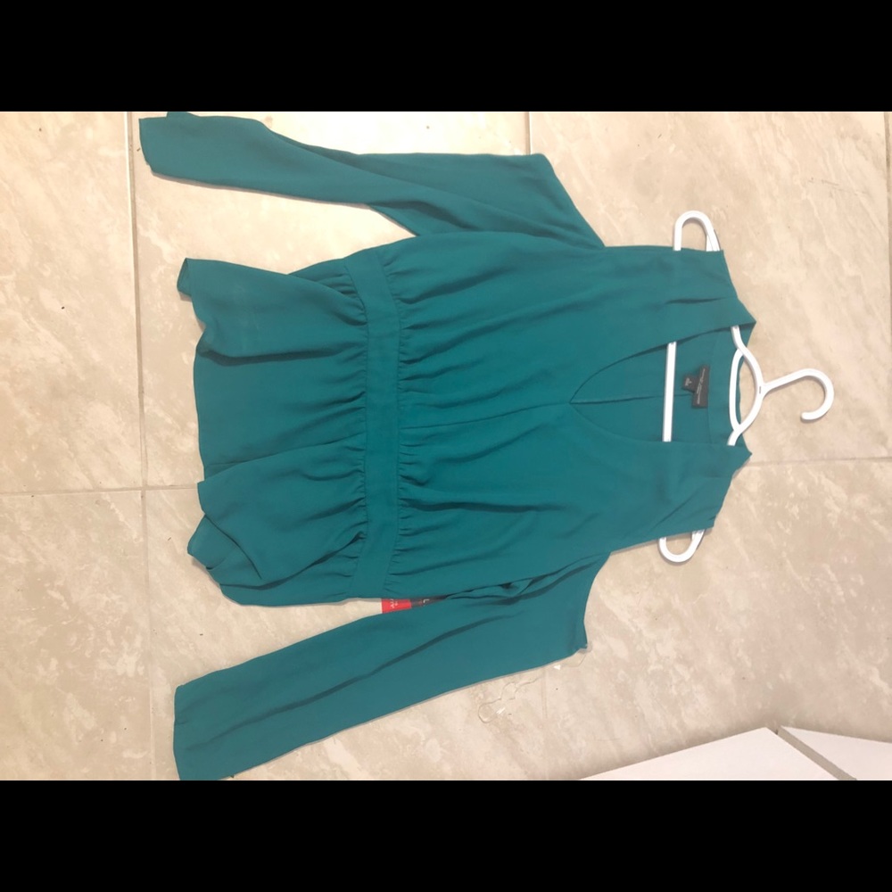 Off the shoulder teal blouse